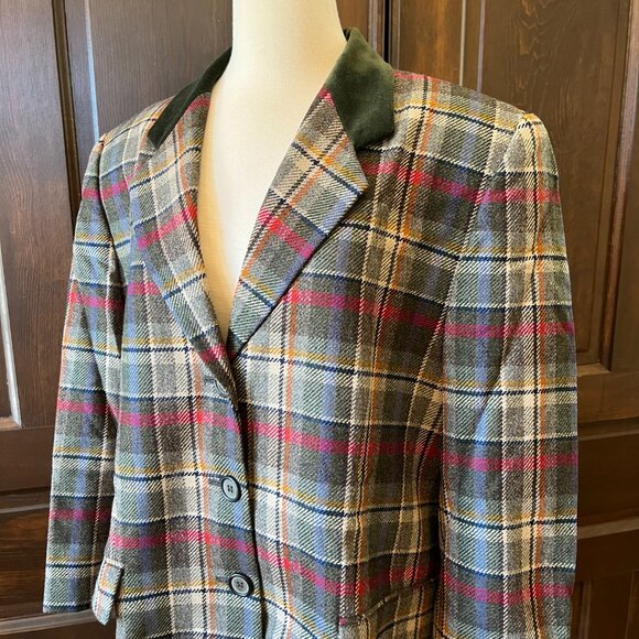 Clementino Peter Hahn Wool Blazer Jacket Tartan Plaid Women's 16/18/1X Petite - Picture 3 of 9